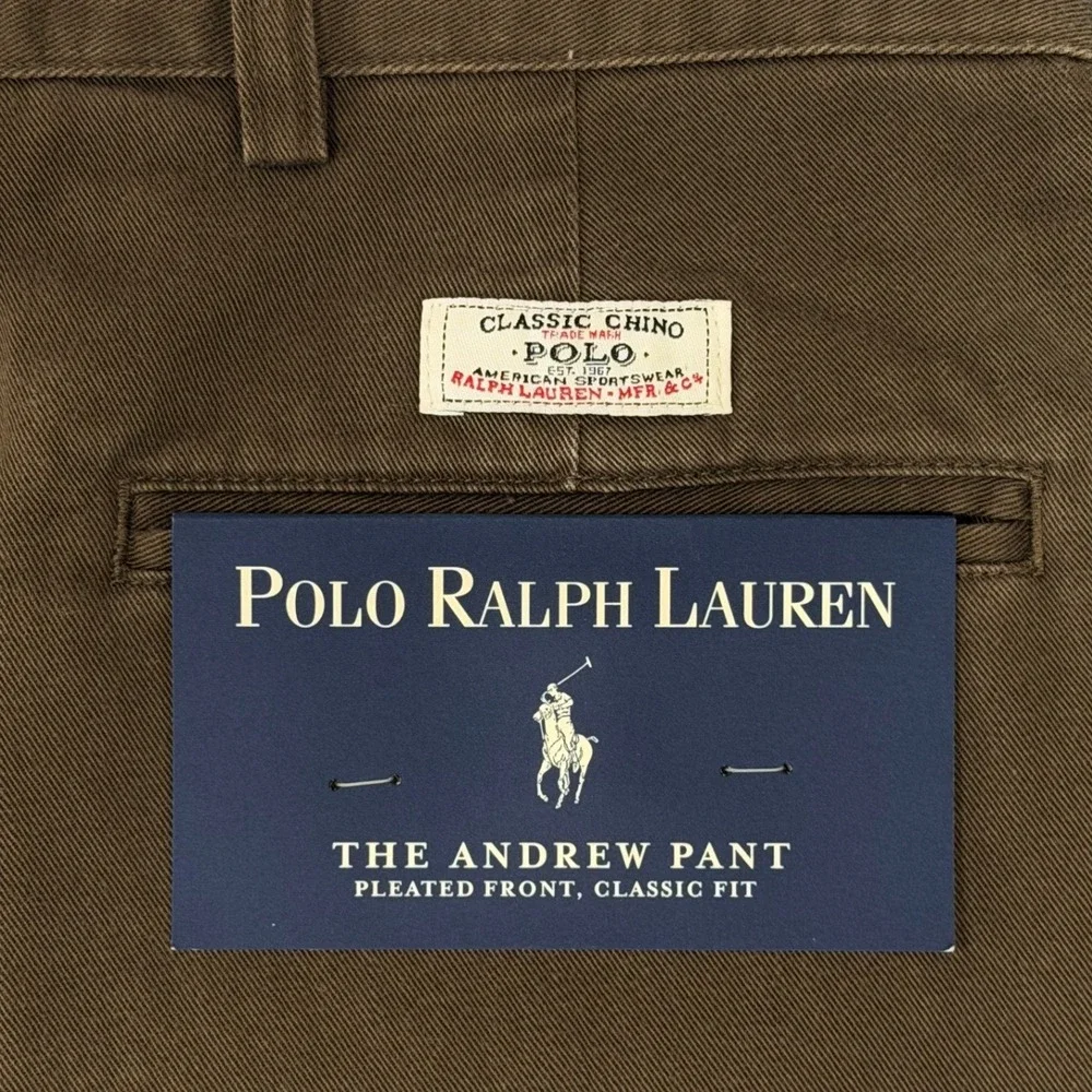 Vintage Polo Ralph Lauren Andrew Pant Mens 40x30 Brown Pleated Deadstock NWT